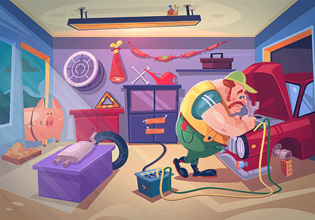 Garage with scuba gear